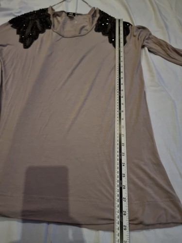 Light Brown Top Bead Sequin Detail Size S UK 10-12 H&M Blouse Ladies Party - Picture 7 of 23
