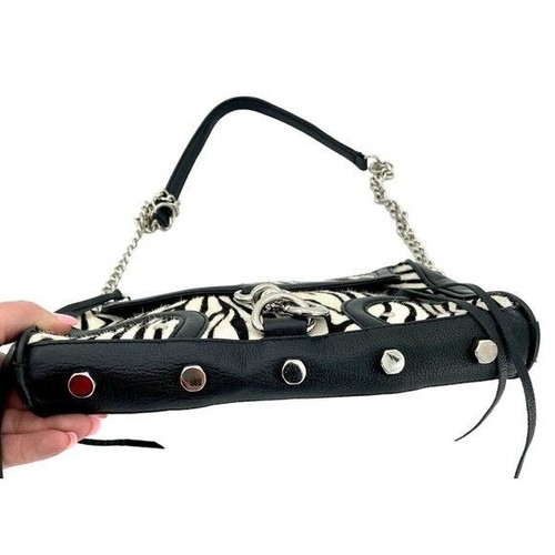 Rebecca Minkoff Full Mac Zebra Print Calfhair Clutch Cross Body Shoulder Bag - Picture 7 of 11