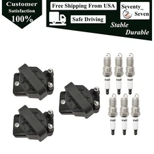 3pcs Ignition Coil & 6pcs Spark Plug For 1986-2005 Buick LeSabre 3.8L V6