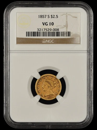 1857 S $2.5 Gold Quarter Eagle NGC VG10