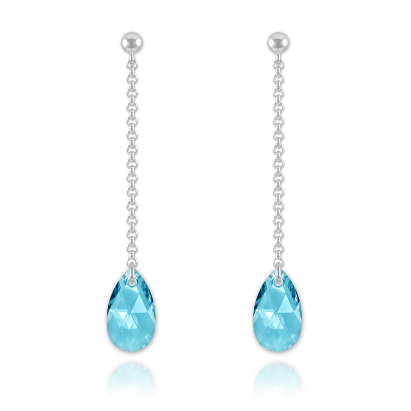Boucles d'oreilles cristal argent massif 925 pendantes femme élégante