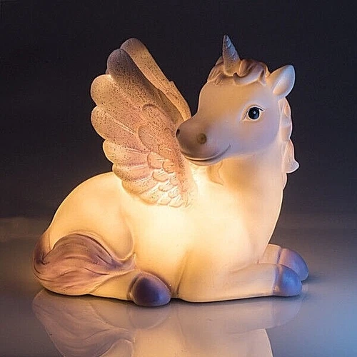 ~❤️UNICORN Kids Night Light Table Lamp pegasus Plug-In Bday Gift Figurine
