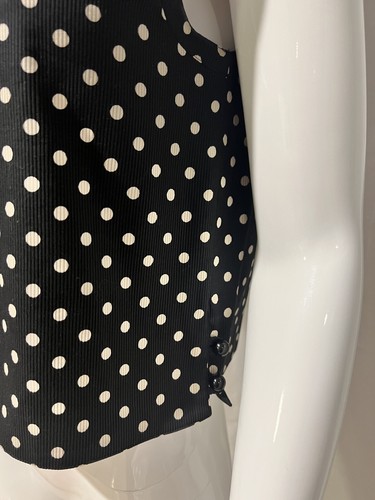 Valentino Miss V Sleeveless Black Off-white Polka Dot Sleeveless Vintage Top 44 - Picture 8 of 13