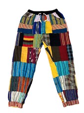 Vintage Conoz Super Colorful Hand Woven Cotton Patchwork Hippie Boho Pants L