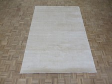 6'2 X 9'1 Hand Loomed Ivory Oriental Rug Bamboo Silk Modern Contemporary G6057