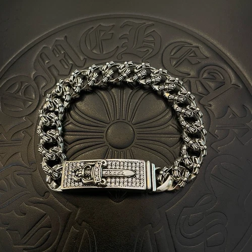 CHROME HEARTS Bracciale Cromato Cuori Sacra Spada Diamante Bracciale Stile Classico Retrò