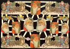 VICTORIAN DIE CUT PAPER SCRAPS MIXED SANTAS ef7260 GERMANY CHRISTMAS CRAFT
