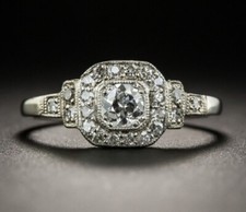 Vintage Antique Style 3/4CT White Round CZ CZ Engagement Ring In 925 Silver