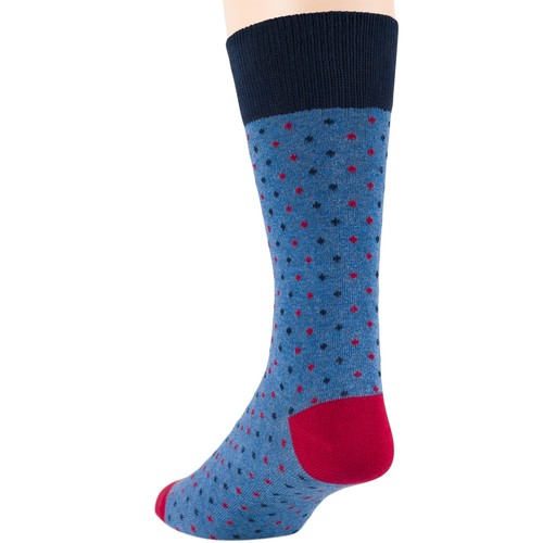 Men Cotton Casual Socks 6 Pack Novelty Sail Anchor Dot Striped Large Blue Grey - Picture 7 of 17