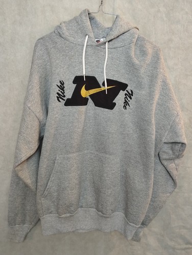 Nike Sportswear Center Swoosh Spellout Maroon Center Gray Pullover Hoodie XL