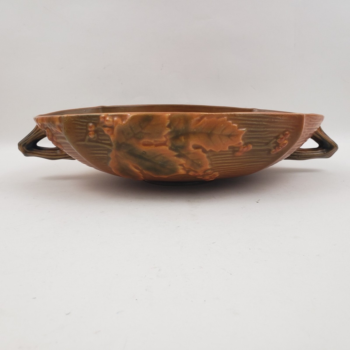 感謝祭23％OFFアンティーク☆スポード ビリングスレイローズ オーバルプレート Roseville Bushberry #414-10 Console Bowl Russet 1941 Vintage