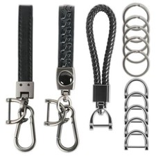 3 Pack Leather Keychain Universal Key Chains for Car Keys Woven Strap Braided