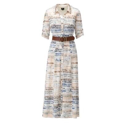 k design maxi dress K Design Y229 Button Down Maxi Dress in Beige, Size S