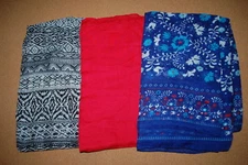 Womens 3 LOT SHEER INFINITY SCARF Lt Weight BLACK WHITE BATIK Blue Floral RED