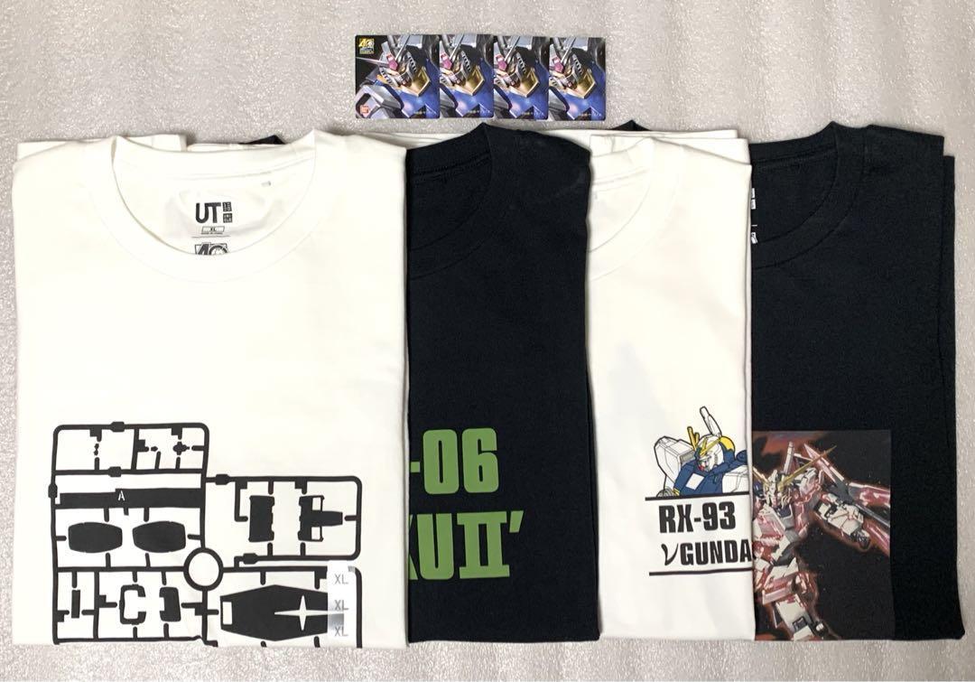 Gundam T-shirt Lot of 4 Zaku ν Unicorn Gunpla 40th Anniversary UT UNIQLO Size XL