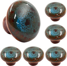 6 Pack 1.29" Ceramic Vintage round Cabinet Knobs - Decorative Glazed Ceramic Kno