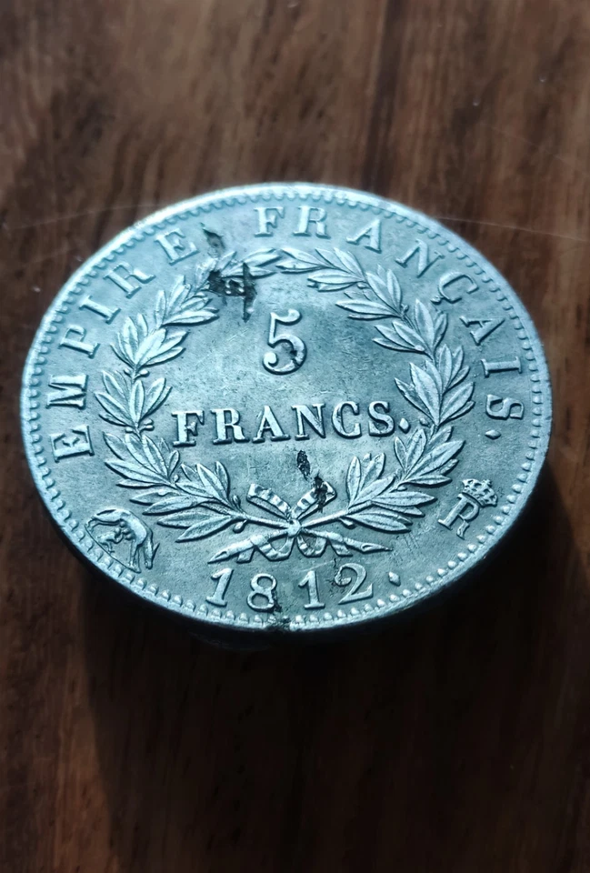 5 FRANCS 1812 R ROME MONNAIE ARGENT, NAPOLÉON EMPIRE FRANÇAIS TTB+ SUP RARISSIME - Photo 3/4