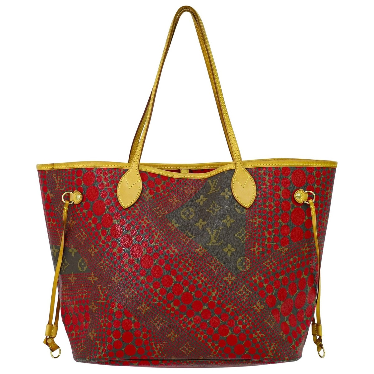 Louis Vuitton × Yayoi Kusama Neverfull MM M40686 Monogram Wave Tote Bag Red