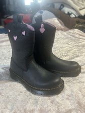 Dr. Martens Air Wair Air Cushion Soles Black Boots Size 3 Girls Pink Inside
