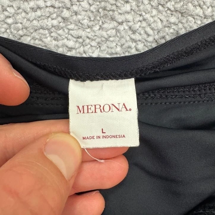 Traje de baño Merona falda de baño para mujer grande negra falda de tiro alto línea A verano Foto 4 de 4