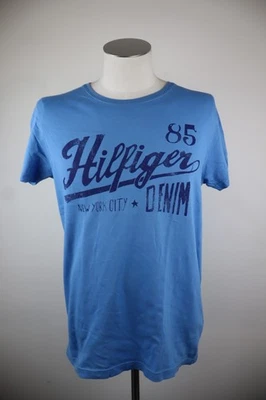 TOMMY HILFIGER T-SHIRT HOMME TAILLE M COTON MANCHES COURTES VINTAGE GRIS BLANC - Photo 1/4