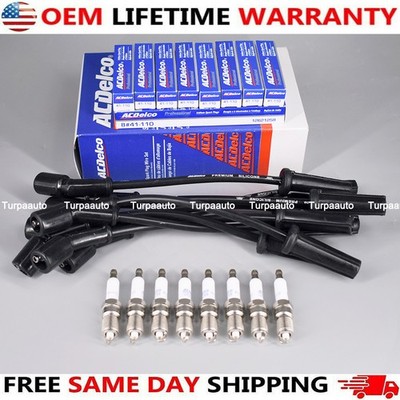 OEM 8X 41-110 Spark Plug &8X 9748UU Wire Set For Chevrolet G/M 4.8L 5.3L 6.0L US