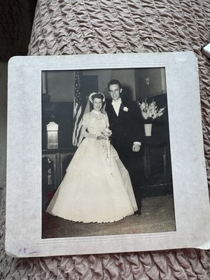 Vintage Found Wedding Photo Bride & Groom 8x10 Sepia Tone 1950