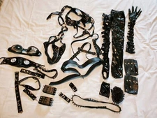 Black Faux Leather Emo Punk Grunge Gothic Goth Halloween Cosplay Accessories Lot