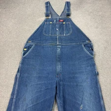 Dickies Dungarees Adult 42x26 Blue Bib Overalls Denim Work Wear Carpenter Mens*