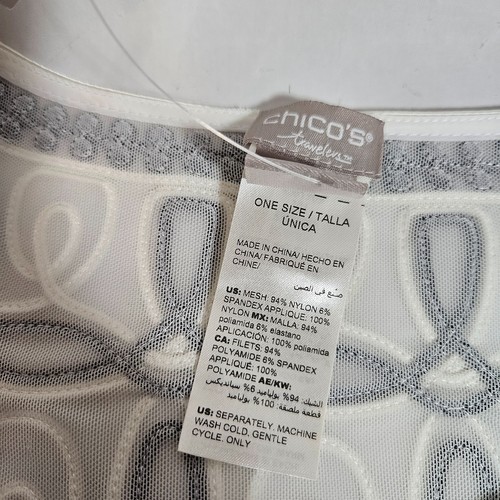 Chico's travelers Novelty Strip Open Jacket Black/White Chico's Size 2 or 12/14 - Picture 7 of 8