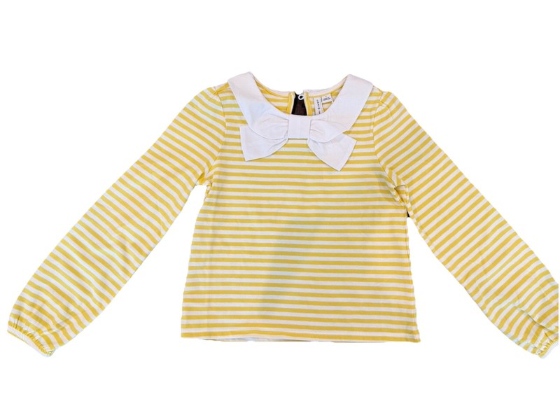 Janie And Jack Girls Size 7 Yellow And White Striped Top NWT