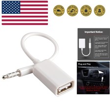 AUX to USB Adapter, 3.5mm Male Audio Jack to USB 2.0 Female Converter Cable, ...