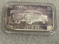 1955 Oldsmobile Super 88 1 Troy Oz .999 Fine Silver Bar In Capsule-great Toning 1955 Oldsmobile Super 88 1 Troy Oz .999 Fine Silver Bar In Capsule-great Toning