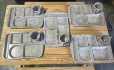 Prolon Ware Melamine Confetti Lunch-Cafeteria Trays With Mugs Set Of 5