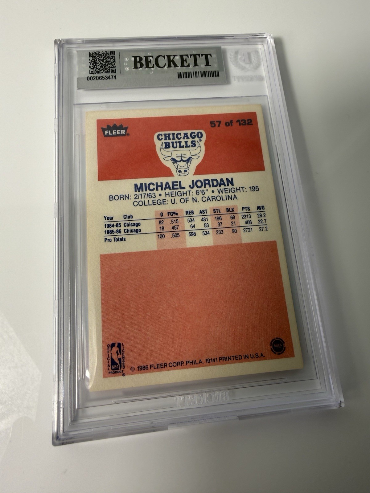 1986-87 Fleer - Michael Jordan #57 (RC) Amazing Clean Copy π GRADE THIS view 4