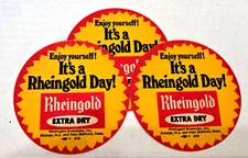 3 unused vintage beer coasters - Rheingold Beer (circa 1960's)