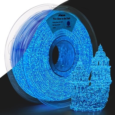 3D PLA Printer Filament, 1.75Mm Glow in the Dark Shiny Firefly Blue PLA F