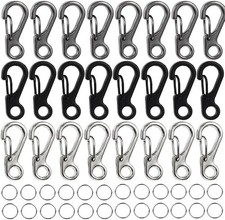 48 Pcs Small Keychain Clips Mini Carabiner Clips for Paracord Camping Keychain