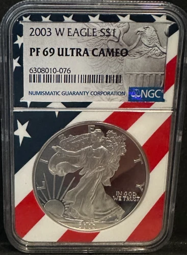 2003-W Silver American Eagle PF69 ULTRA CAMEO Flag Core