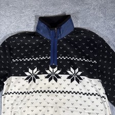 Tommy Hilfiger Mens Fair Isle Striped 1/4 Zip Sweater XL Colorblock Nordic