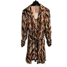 Julia Jordan Abstract Ikat Faux Wrap Dress Long Sleeve Womens 4 Office Career
