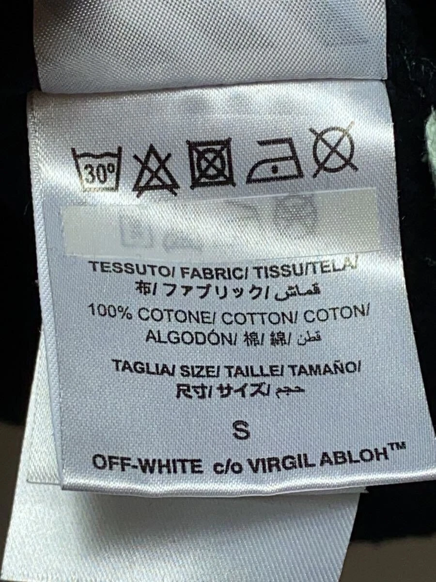 OFF WHITE FELPA CON CAPPUCCIO 17SS PULLOVER S COTONE NERO STAMPA SCHIENA SOLIDA usata
