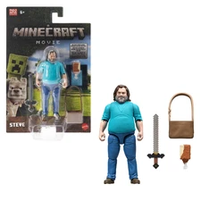 Minecraft Steve Action Figure, 4-inch Toy Set, A Minecraft Movie, Jack Black