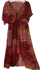 Xhilaration Dress S Silky Boho Hippie Beaded Neckline Whimsigoth Fairycore