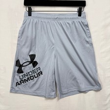 Under Armour Shorts Youth XL Gray Loose Fit Athletic Basketball Training Logo