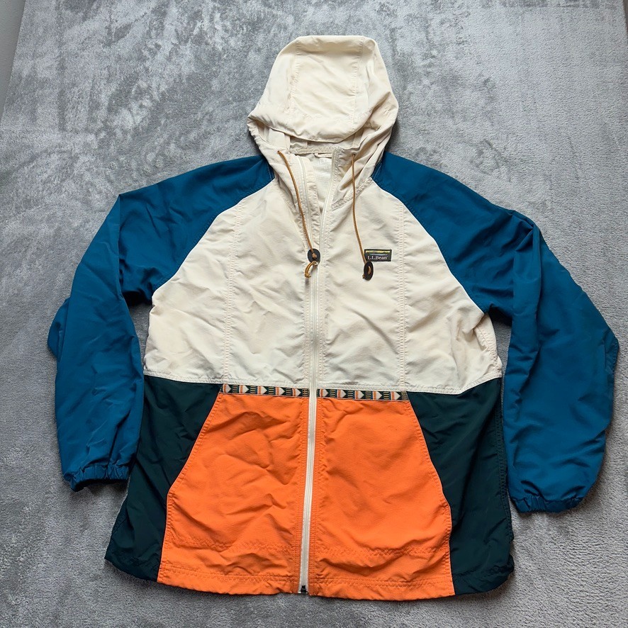 LL Bean Jacket Mens XL Mountain Classic Anorak Color Block Aztec Windbreaker