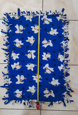 Small Hand Tied 2-sided Blue/White Fleece Puppy Paw Print Throw Blanket 34x22