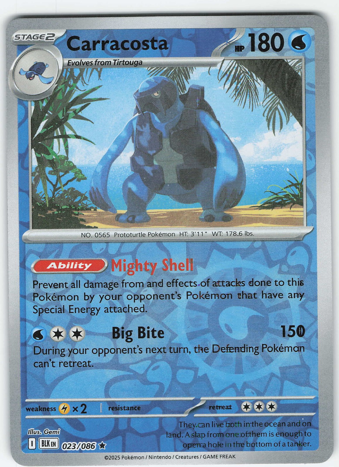 Carracosta 023/086 Reverse Holo Rare SV: Black Bolt NM Pokémon