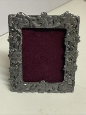 Vintage Mini Pewter Dogwood Floral Picture Frame (Missing Glass)
