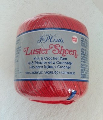 J&P Coats Luster Sheen Knit & Crochet Yarn Rally Red 1.75 oz/50 g 100% Acrylic